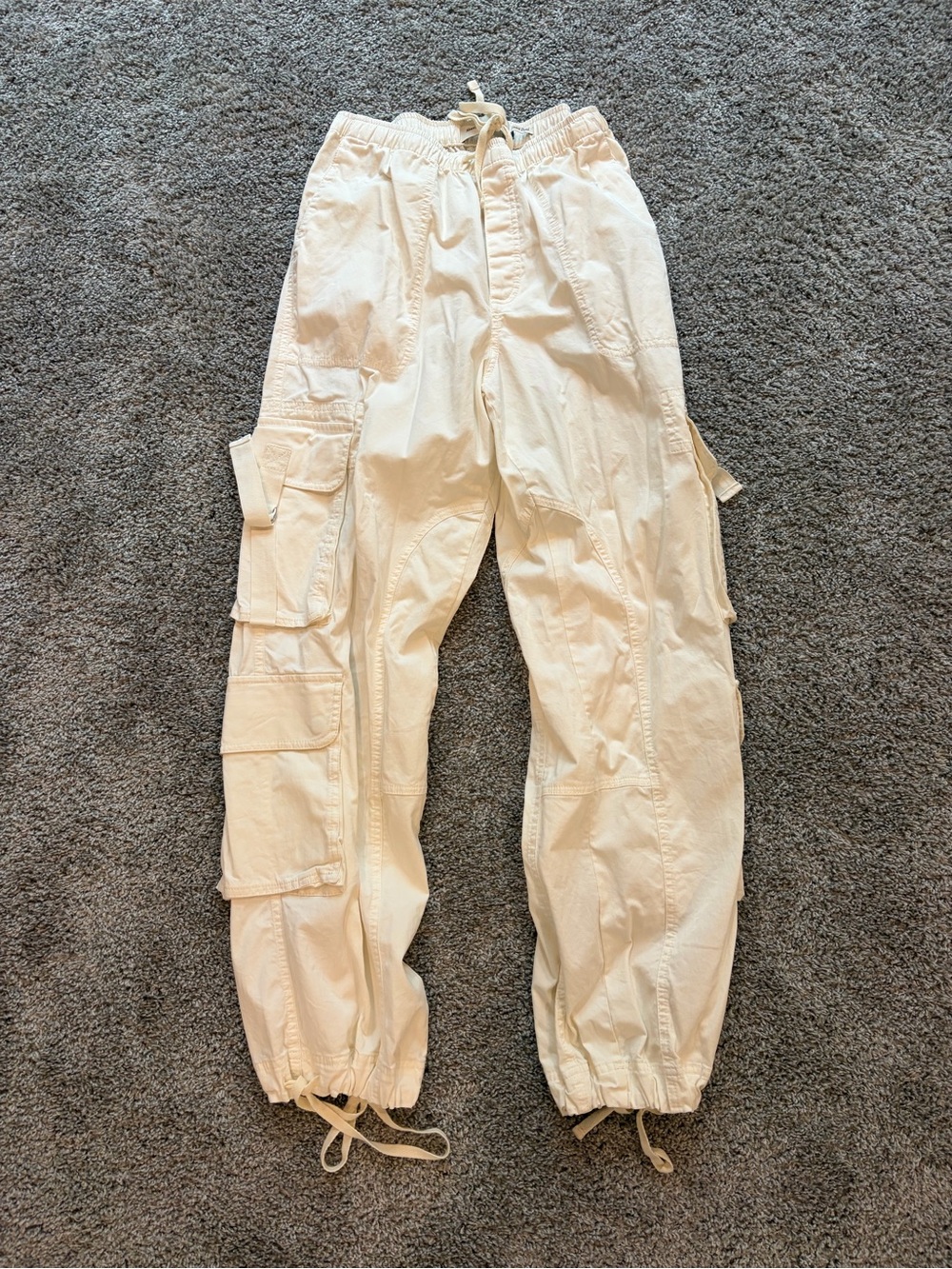 Abercrombie & Fitch Off-White Elastic Waist Pants